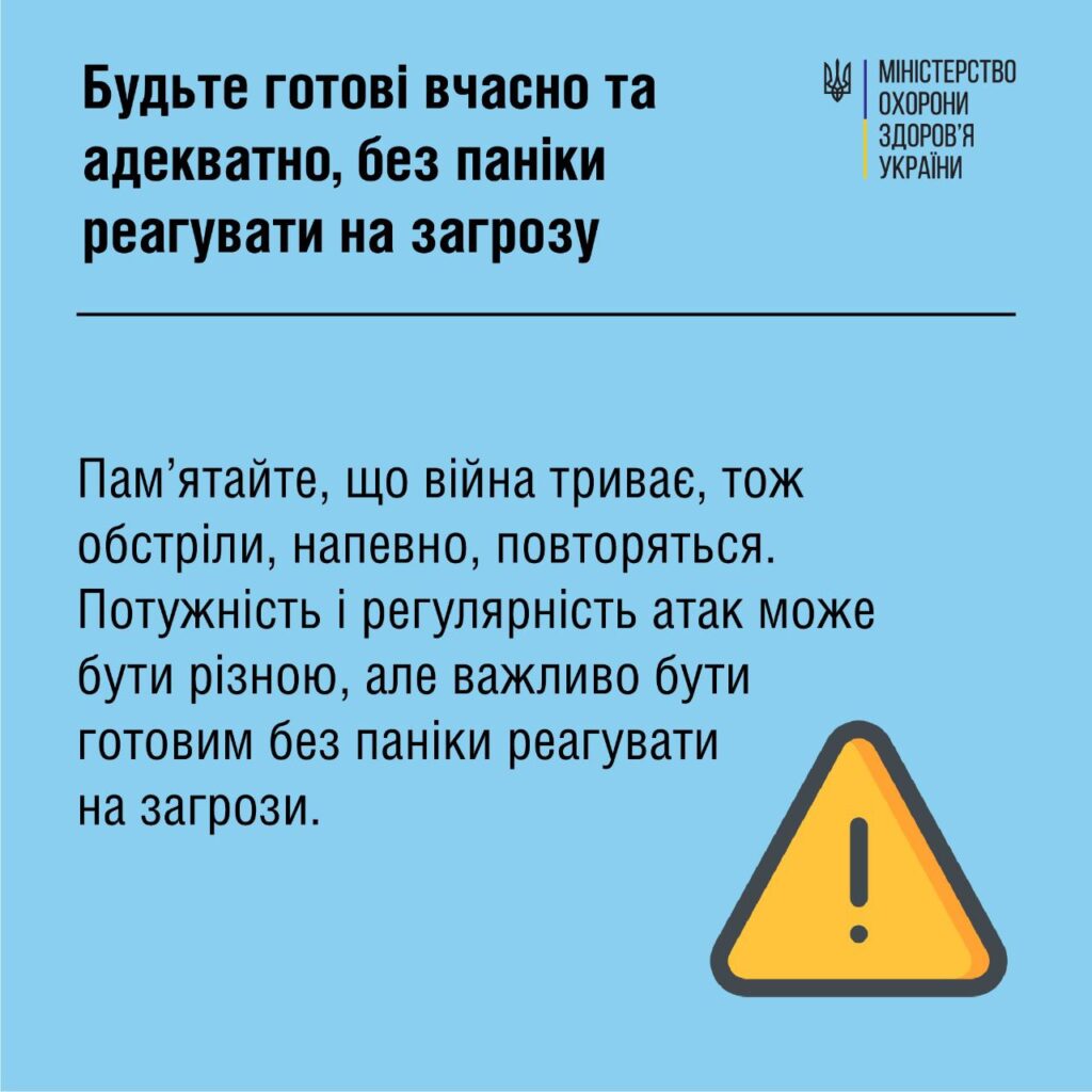 Будьте готові вчасно та адекватно,без паніки реагувати на загрозу